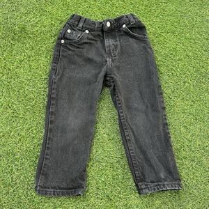 Vintage New Legends Toddler Kids Size 3 Black Denim Jeans 100% Cotton Faded